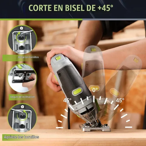 Vista 4 de WORKPRO Sierra de Calar, 6.5AMP 850W Kit de herramientas de sierra de calar eléctrica con cable con 6 velocidades variables, 7 cuchillas, corte