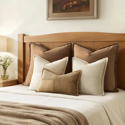 Vista 6 de MIULEE - Juego de 2 fundas de almohada beige de 12 x 12 pulgadas con entretejido, fundas de almohada a rayas bohemias supersuaves con textura