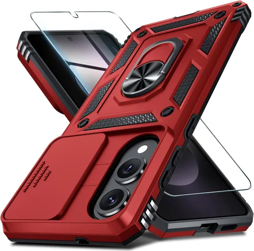 Vista 9 de Janmitta Compatible con Samsung Galaxy S24 FE Funda con Cubierta Deslizante Integrada para Lente de Cámara+Protector de Pantalla+Soporte de Anillo