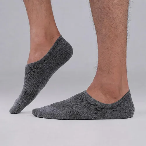 Vista 5 de WANDER No Show Socks Mens 7 Pair Thin Non Slip Invisible Cotton Durable Sox 7 gris oscuro.