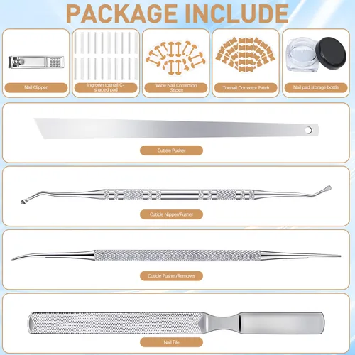 Vista 2 de Juego de corrector profesional de uñas encarnadas con tiras correctoras, kit de eliminación de uñas encarnadas, juego de herramientas de pedicura