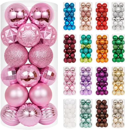 Vista 90 de XmasExp Juego de 24 mini esferas de Navidad inastillables para bolas de árbol de Navidad, 1.18 pulgadas (negro)