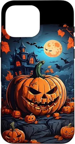 Vista 18 de iPhone 11 Pro Max - Funda para disfraz de Halloween con diseño de calabaza tallada espeluznante