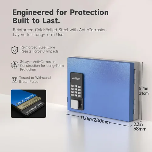 Vista 2 de Caja de bloqueo de 16 llaves de montaje en pared, APP Bluetooth/Contraseña de una sola vez/Control remoto Wi-Fi, gabinete de llaves inteligente