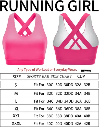 Vista 5 de RUNNING GIRL Sports Bra for Women, Criss-Cross Back Padded Strappy Sports Bras Medium Support Yoga Bra with Removable Cups