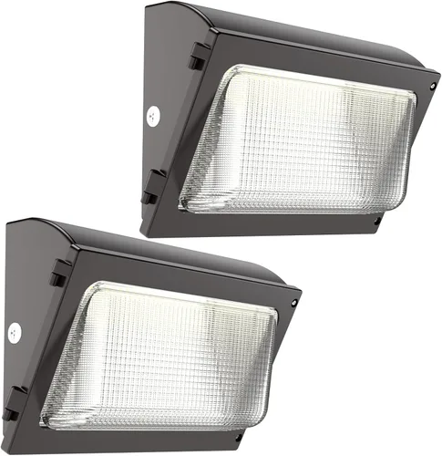 Vista 8 de HYPERLITE Paquete de luz LED de pared de 50 W, 2 paquetes con fotocélulas del atardecer al amanecer, lente de vidrio de 6750 lúmenes, paquetes