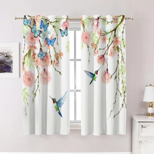 Vista 28 de Cortinas geométricas de cocina para ventanas, color negro, blanco, turquesa, cenefas opacas de poliéster multicapa para cocina, paquete de 2