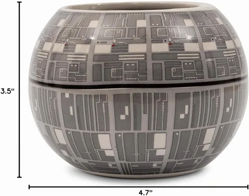 Vista 10 de Silver Buffalo Star Wars Death Star - Taza de café de cerámica esculpida en 3D para capuchino, café con leche o té caliente, 20 onzas, gris