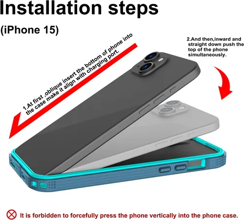 Vista 8 de Funda protectora de cuerpo completo compatible con iPhone 15 de 6.1 pulgadas, magnética, impermeable, a prueba de caídas, nieve, arañazos
