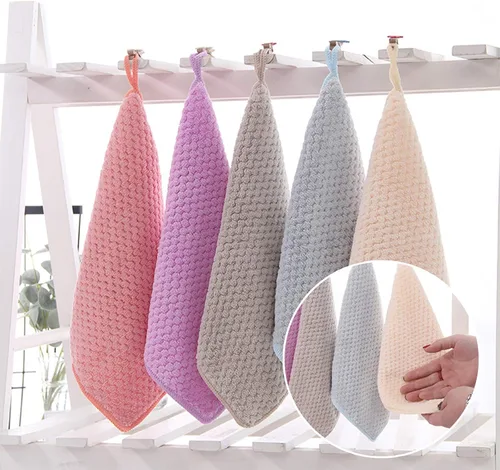Vista 2 de Toallas pequeñas con lazo para colgar, toallas de mano para cocina y baño, superabsorbentes, suaves, lavables a máquina, toalla de secado rápido