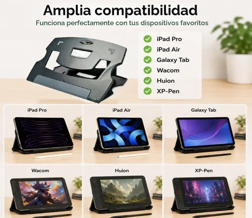 Vista 6 de MAX SMART Soporte de dibujo para tableta, soporte de almohadilla de dibujo digital, plegable, ajustable para monitores de dibujo gráfico de 9 a 16