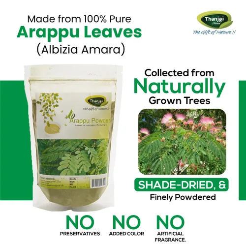 Vista 5 de Thanjai Natural Arappu Polvo 8.82 oz Bolsa 100% Natural Albizia Amara Arappu Polvo Tradicional Lavado de Cabello y Acondicionador de Cabello