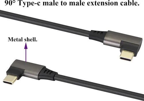 Vista 8 de Cable USB 3.1 tipo C de 90 grados en ángulo derecho e izquierdo 3.1 USB tipo C macho 4K a 60Hz Gen 2 Cable de extensión compatible con carga, datos