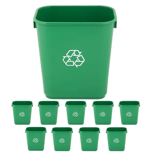 Vista 31 de Cubo de basura rectangular beige de 10 galones para restaurante, papelera comercial, papelera de plástico para oficina, cubo de basura para baño