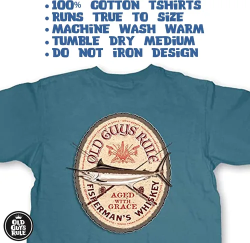 Vista 3 de OLD GUYS RULE Camiseta estampada para hombre, azul viejo