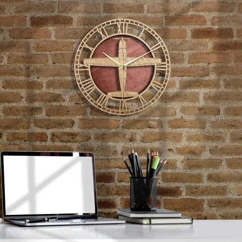 Vista 8 de The Geeky Days Cessna 208 Caravan Reloj de pared de cuarzo silencioso de madera para aviones utilitarios reloj silencioso sin tictac División