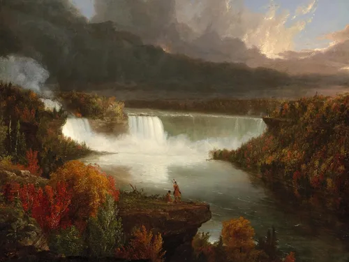 Vista 12 de ART.COM Lienzo enmarcado para pared, vista lejana de las cataratas del Niágara, 1830 por Thomas Cole, decoración escénica, 16 x 12 pulgadas, marco