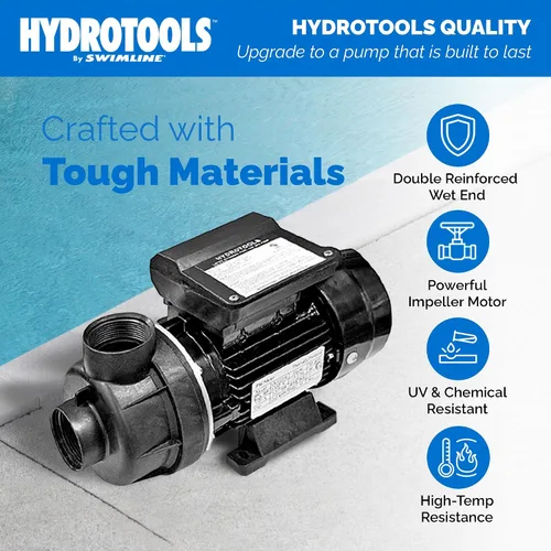 Vista 2 de SWIMLINE HYDROTOOLS Bomba de motor de piscina sobre el suelo, Hydro-Flo 0.3 HP con 2220 GPH, vertical