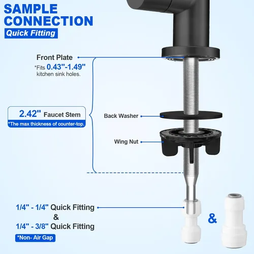 Vista 5 de Grifo de agua potable de vástago largo - para sistema de ósmosis inversa Negro