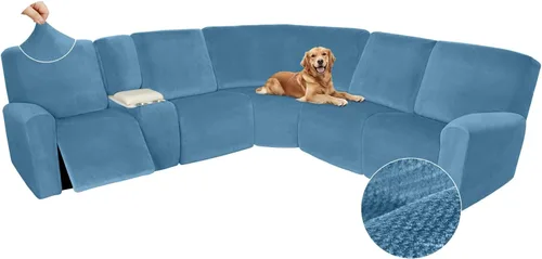 Vista 374 de Arfntevss Fundas de sofá seccional reclinable de terciopelo, Funda de sofá seccional de esquina para sofá reclinable, Funda elástica suave