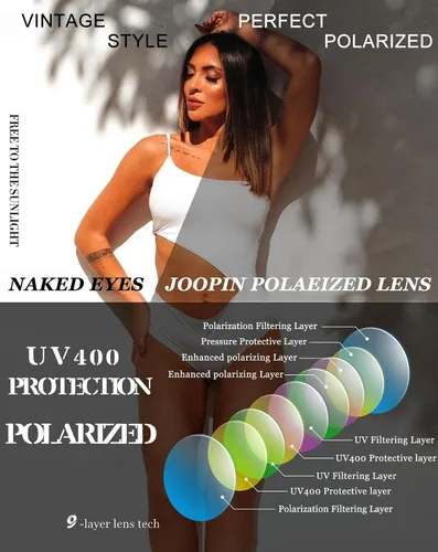 Vista 5 de Joopin - Gafas de sol polarizadas grandes y modernas para mujer, lentes de sol de conducción, UV protectoras, grandes B01-negro/Negro
