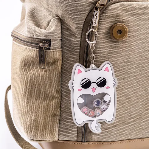 Vista 2 de Lindo llavero de anime gato rana llavero llavero mochila bolsa accesorios para hombres mujeres