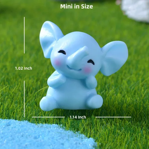 Vista 6 de Mini figuras de elefante, adorno de elefantes en miniatura, animales pequeños, elefantes salvajes, accesorios de jardín para paisaje de musgo