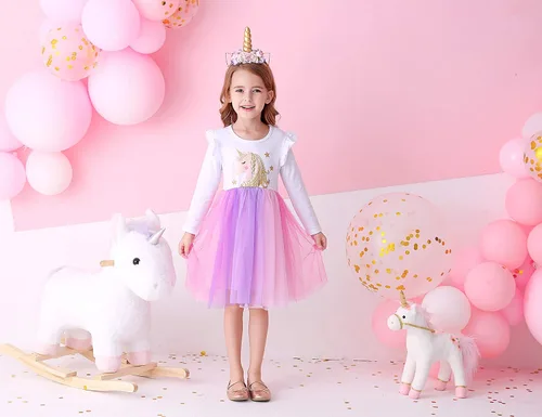 Vista 2 de Dxton - Vestido de invierno para niña de niño tutú vestidos de manga larga 2-8T