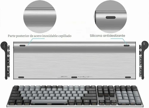 Vista 6 de Arteck Teclado inalámbrico mecánico 2.4G USB, interruptores marrón Tacktile Negro
