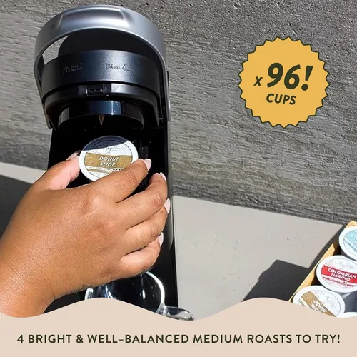 Vista 5 de Angelino's Coffee - Paquete variado de cápsulas de café tostado medio, 96 unidades - Incluye mezcla de desayuno, nariño colombiano, mezcla hawaiana