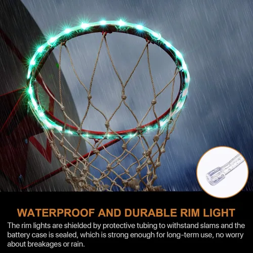 Vista 4 de Waybelive Luces LED para aro de baloncesto, luces con control remoto para borde de aro de baloncesto, 16 colores que puedes cambiar tú mismo
