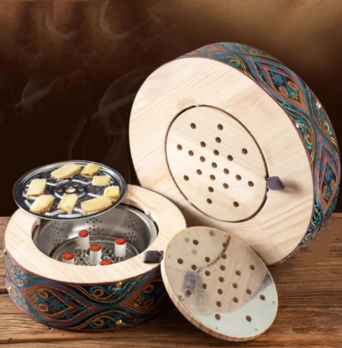 Vista 9 de Caja de quemador de cono Moxa sin humo, juego de taburetes de moxibustión de madera Silla, bandeja resistente al calor, para caderas, cintura
