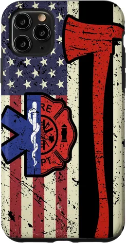 Vista 13 de Funda para iPhone 16 EMT Firefighter American Flag Patriot Paramedic Firefighter
