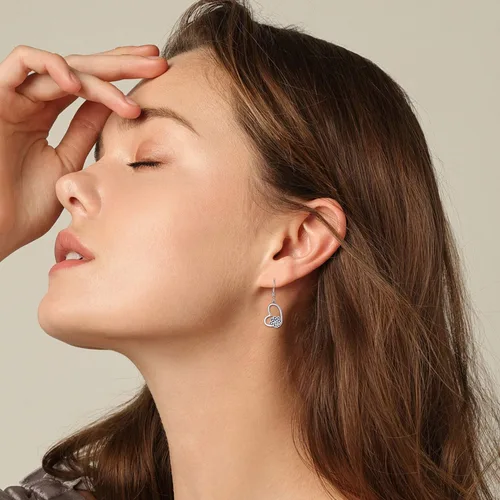 Vista 54 de POPKIMI Bonitos aretes colgantes de animales, joyería de animales, regalos de cumpleaños y Navidad para mujeres, aretes de ópalo de cristal de plata