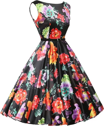 Vista 5 de GRACE KARIN - Vestido vintage sin mangas con escote barco y cinturón, para tardes de té