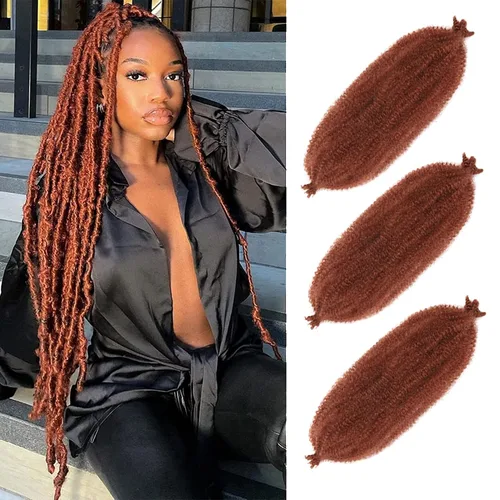 Vista 44 de Extensiones de cabello trenzado con resorte Marley Twist de 8 pulgadas, paquete de 8 para niños, cabello rizado y trenzado kinky, locs suaves