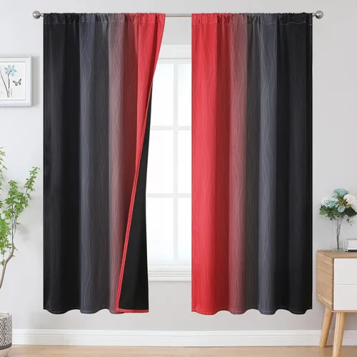 Vista 17 de Estelar Textiler Cortinas oscurecedoras beige y blanco grisáceo de 45 pulgadas de largo, cortinas graduadas con bloqueo de luz para baño, cortinas