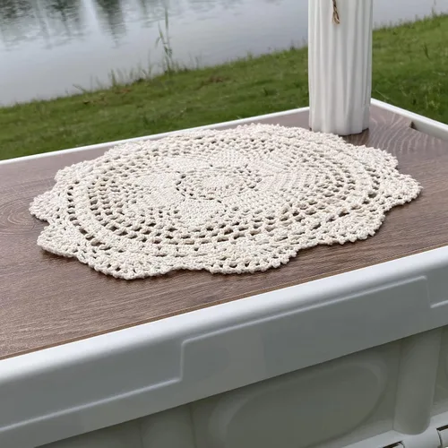 Vista 4 de Hsvanyr Mantel redondo de algodón, protector para mesitas de noche, manteles individuales para centros de mesa, tapetes, cuencos de vidrio