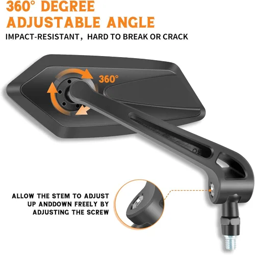 Vista 2 de JMTBNO Espejos universales negros para motocicleta de 0.315 in y 0.394 in, espejo lateral plegable compatible con Cruiser Suzuki Honda Victory ATV