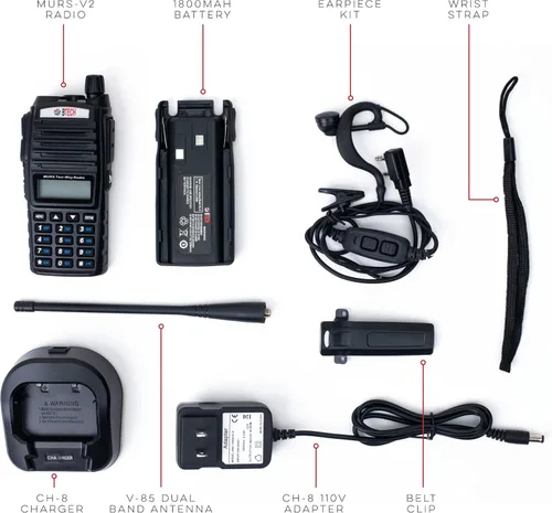 Vista 11 de BTECH Radio bidireccional MURS-V2 de 200 canales totalmente personalizables. Carga USB-C, IP54 resistente a la intemperie, escaneo de doble banda