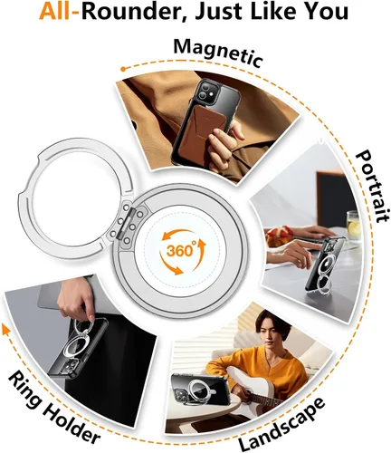 Vista 2 de Magnética para iPhone 12 e iPhone 12 Pro Funda, [con Soporte de Anillo Magnético Invisible Giratorio 360°][A Prueba de Golpes][Compatible