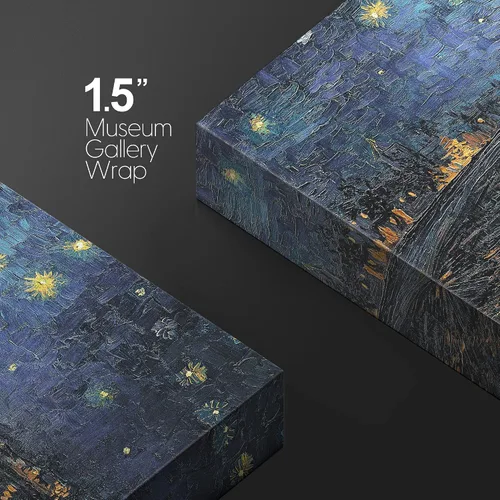 Vista 4 de wall26 Lienzo impreso para pared, noche estrellada sobre el Ródano, por el maestro artista Vincent Van Gogh, naturaleza, ilustraciones de área