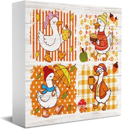 Vista 9 de Divertida decoración de otoño de ganso tonto, decoraciones de otoño para oficina en casa, decoraciones de Acción de Gracias para regalos de cocina