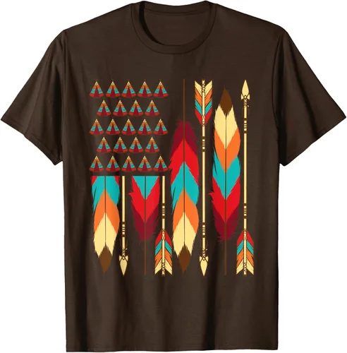 Vista 7 de Native American Bandera - Camiseta de veteranos indígenas del Mes del Orgullo, Negro, S