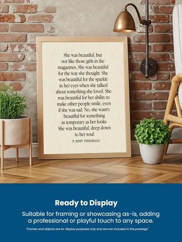Vista 4 de AMERICAN LUXURY GIFTS She Was Beautiful Inspirational Wall Decor Print - 11x14 F. Scott Fitzgerald Quote Print For Living Room Decor, Bedroom Decor