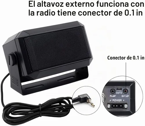 Vista 5 de Altavoz rectangular de comunicaciones externas para radioaficionado o CB y escáneres, 5 vatios, color negro