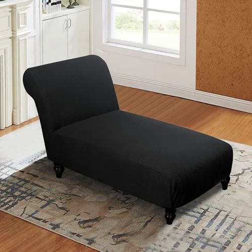 Vista 2 de Funda elástica para tumbona sin brazos, funda de alta elasticidad para sofá reclinable para muebles de mascotas, fundas para diván ultra suave Negro