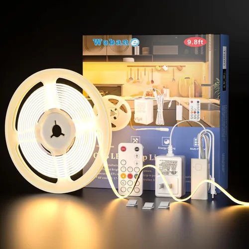 Vista 10 de WOBANE - Luz para debajo de la encimera, iluminación led regulable, 6 tiras de luz con control remoto para cocina, estante, despensa, escritorio