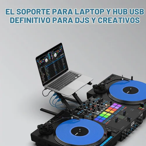 Vista 10 de Reloop Soporte avanzado para portátil con USB-C PD Hub (AMS, negro (AMS-STAND-HUB)