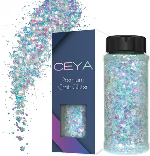Vista 11 de Ceya Juego de purpurina que brilla en la oscuridad, 18 colores, 6.3 onzas/6.35 oz, mezcla de purpurina gruesa luminosa, copos de polvo fino